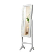 Costway Mirrored Jewelry Cabinet Organizer w/18 LED lights White
